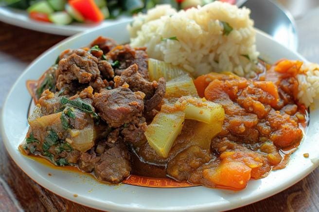 Meat and vegetable stew at Al Habasha restaurant